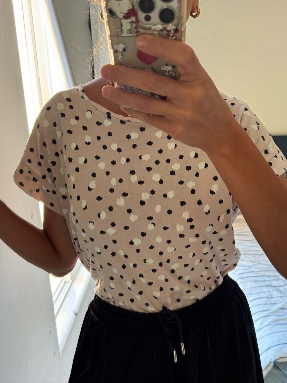 MANGO Basics Polka Dot Short Sleeve Top